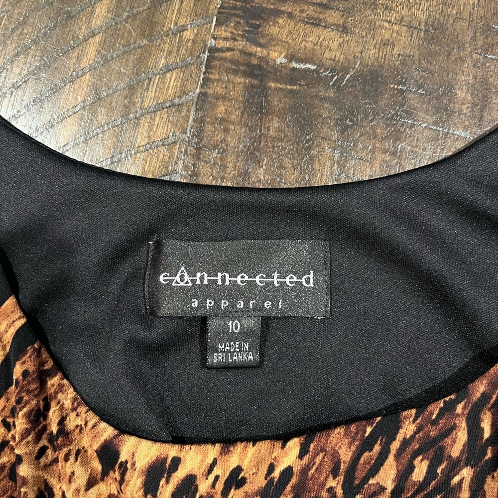 Connected Apparel Brown and Black Patterned Dress